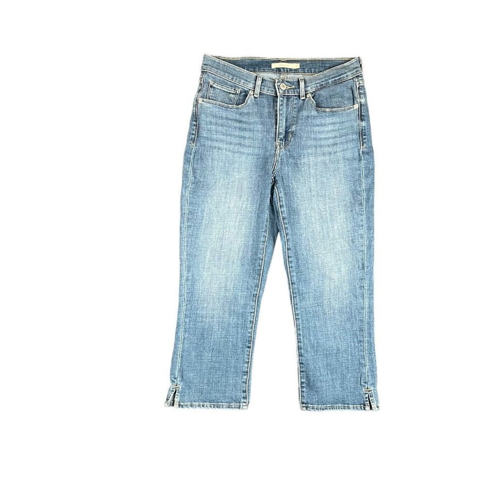 Levi's Jeans Classic‎ Capri Blue High Rise Stretch Denim Pants Women's Size 4 - Picture 2 of 16